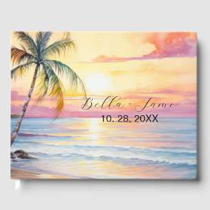 Destination Sunset Beach Wedding Guest Book