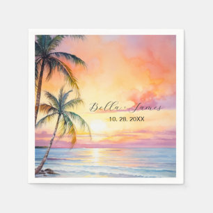 Destination Sunset Beach Wedding Napkin