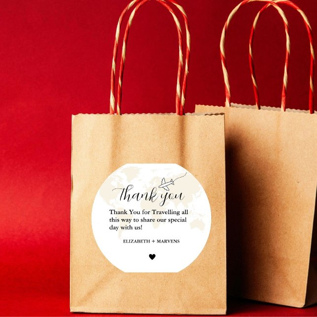 Destination Travel Theme Wedding welcome Guess bag Classic Round Sticker (Creator Uploaded)