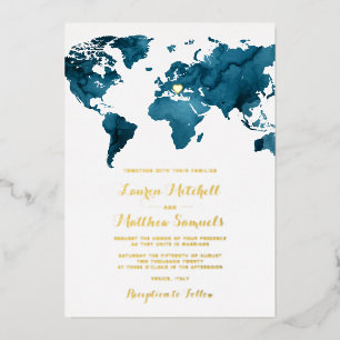 Destination Travel Wedding Foil Invitation
