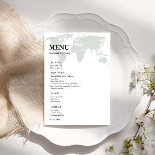 Destination Travel Word wedding Bridal Shower Menu