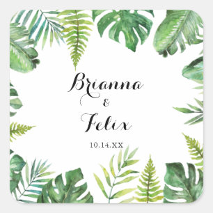 Destination Tropical Green Wedding Envelope Seals
