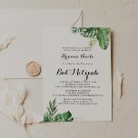 Destination Tropical Greenery Bat Mitzvah Invitation<br><div class="desc">This destination tropical greenery bat mitzvah invitation is perfect for a simple bat mitzvah. The design features hand-painted watercolor green palm and banana leaves neatly arranged into beautiful bouquets.</div>