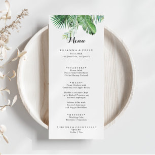 Destination Tropical Greenery Calligraphy Dinner Menu