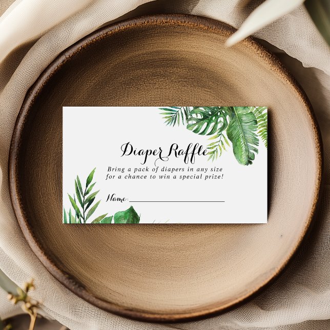 Destination Tropical Greenery Diaper Raffle Ticket Enclosure Card (Creator Uploaded)