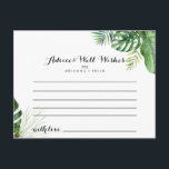 Destination Tropical Greenery Wedding Advice Card<br><div class="desc">This destination tropical greenery wedding advice card is perfect for a simple wedding. The design features hand-painted watercolor green palm and banana leaves neatly arranged into beautiful bouquets. These cards are perfect for a wedding, bridal shower, baby shower, graduation party & more. Personalise the cards with the names of the...</div>