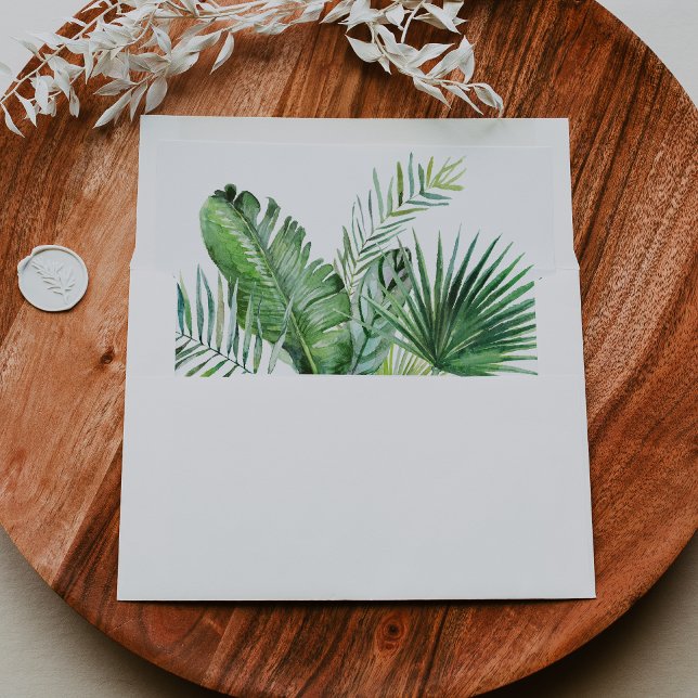 Destination Tropical Greenery Wedding Invitation Envelope (Creator Uploaded)