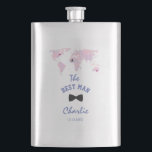 Destination Watercolor World Map The BEST MAN Hip Flask<br><div class="desc">YOU CAN MOVE THE HEARTS AND AIRPLANE TO FIT YOUR DESTINATION! If you need help contact me. Destination Wedding Travel Watercolor World Map card design! It is perfect for the wedding of any couple who loves to travel, or anyone having a destination wedding. Use Customise tool to add your info,...</div>