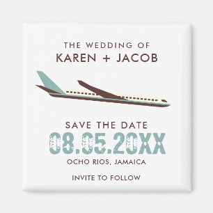 Destination Wedding Aeroplane Save the Date Magnet