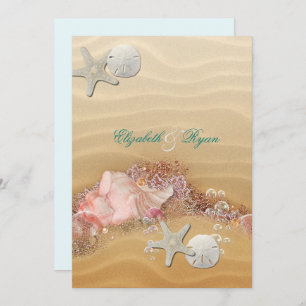 Destination Wedding Beach Starfish Seashells  Invitation