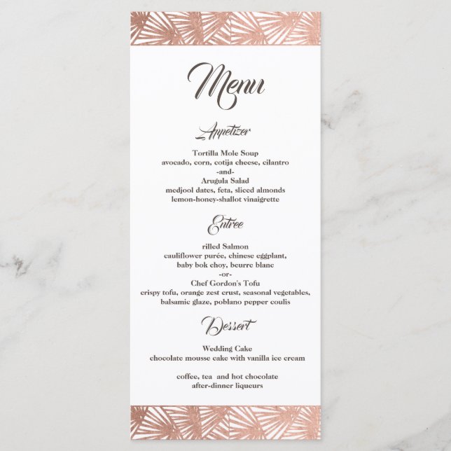 Destination Wedding, Beach Wedding, Rose Gold Foil Program (Front)