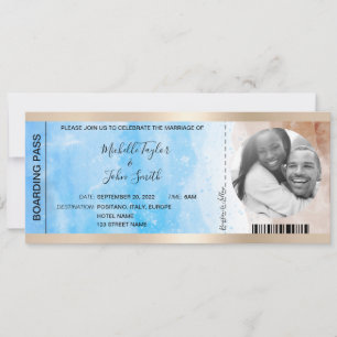 Destination Wedding Boarding Pass Beach Ocean Invi Invitation