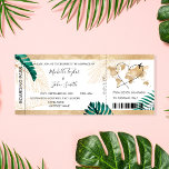 Destination Wedding Boarding Pass Heart Plane Icon Invitation<br><div class="desc">Destination  Beach Wedding Boarding Pass Ticket Gold Plane Invitation with heart and plane icon</div>