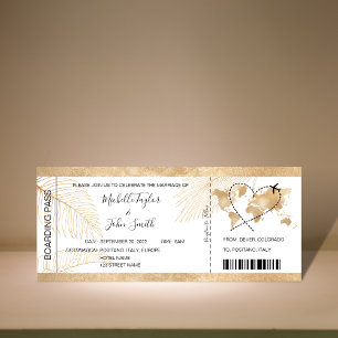 Destination Wedding Boarding Pass Heart Plane Icon Invitation