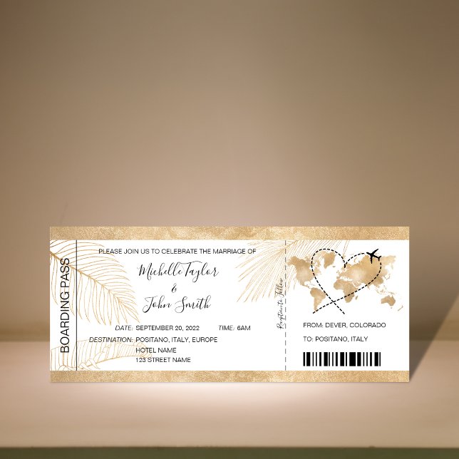 Destination Wedding Boarding Pass Heart Plane Icon Invitation (Creator Uploaded)
