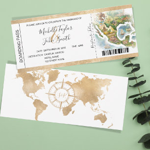 Destination Wedding Boarding Pass Mexico Invitation