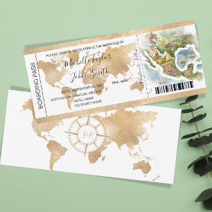 Destination Wedding Boarding Pass Mexico Invitation