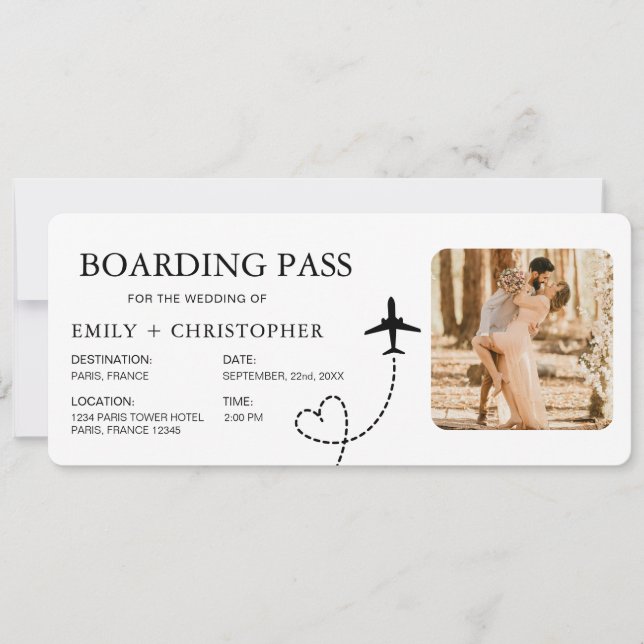 Destination Wedding Boarding Pass Plane Ticket (Front)