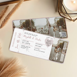 Destination Wedding Boarding Pass Ticket QR Code Invitation