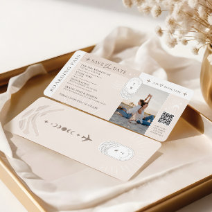 Destination Wedding Boarding Pass Ticket QR Code Invitation