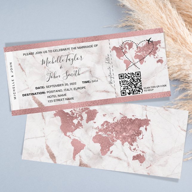 Destination Wedding Boarding Pass Ticket QR Code Invitation (Creator Uploaded)