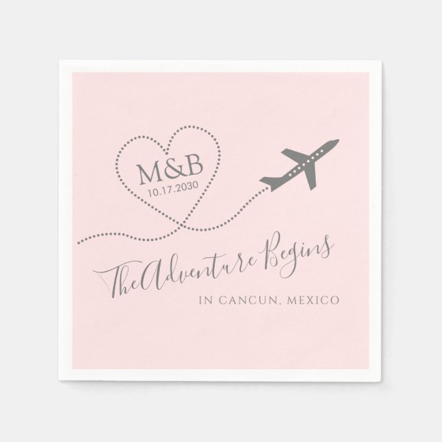 Destination Wedding Bridal Shower Custom Aeroplane Napkin (Front)