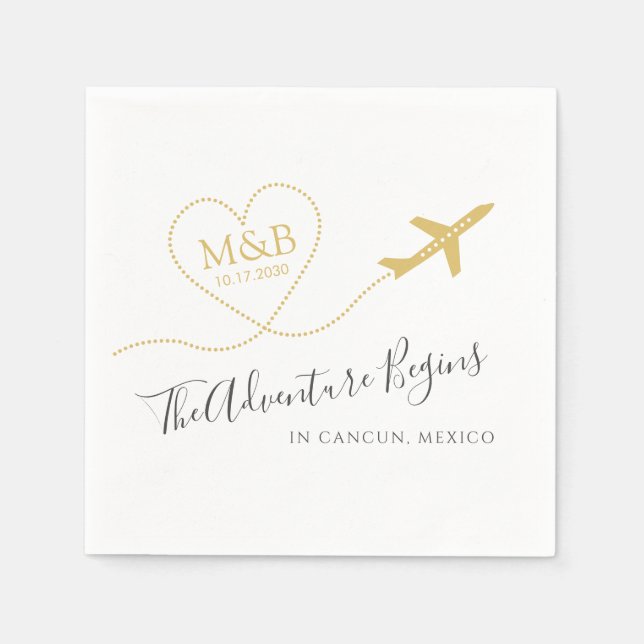 Destination Wedding Bridal Shower Custom Aeroplane Napkin (Front)