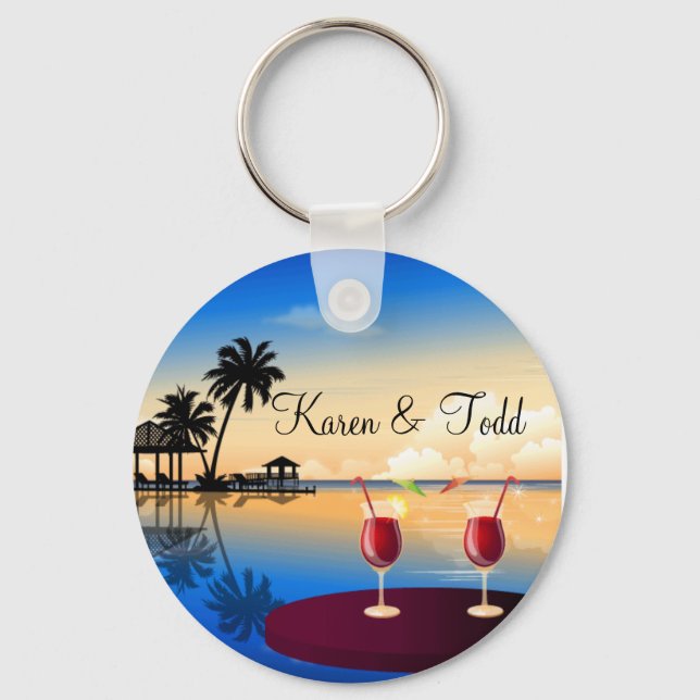 Destination wedding = customise with your own name key ring (Front)