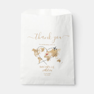 Destination Wedding Gold World Map Thank You Favour Bag
