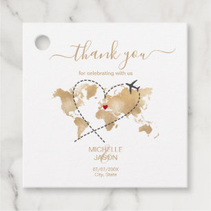 Destination Wedding Gold World Map Thank You Favour Tags