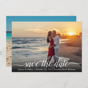 Destination Wedding Handwritten Modern 2 Photo Save The Date