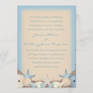 Destination Wedding Invitation Beach Shells