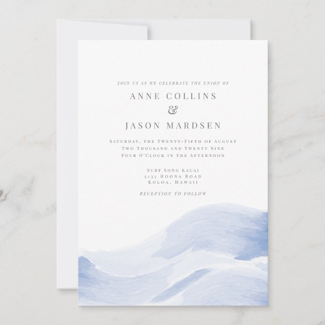 Destination Wedding Invitation - Ocean Waves (Front)