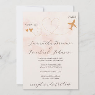 Destination Wedding Invitation with Aeroplane