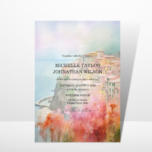 Destination Wedding Italy Cinque Terre Watercolor Invitation