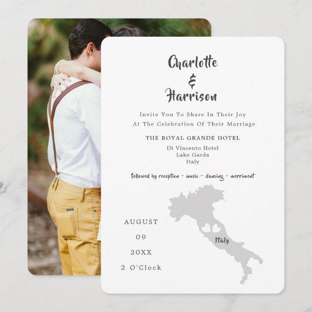 Destination Wedding Italy Photo Invitation (Front/Back)
