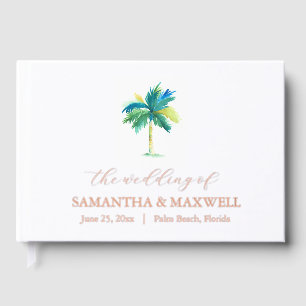 Destination Wedding Minimal Watercolor Palm Tree  Guest Book