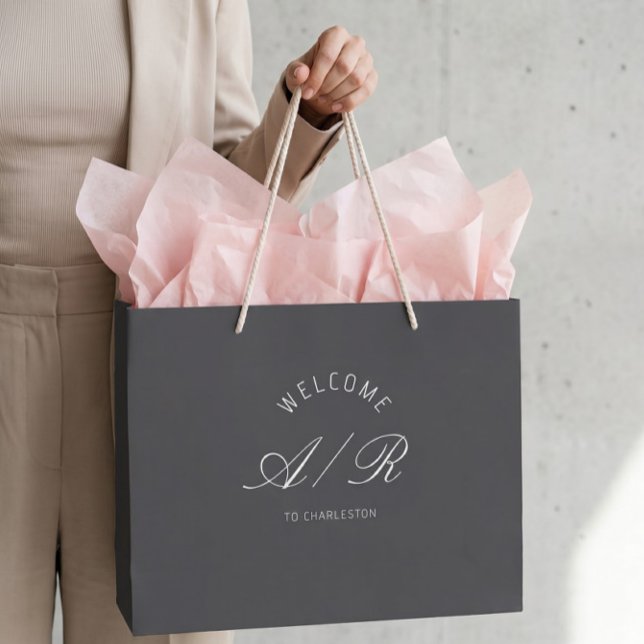 Destination Wedding Monogram Dark Grey Welcome Bag (Creator Uploaded)