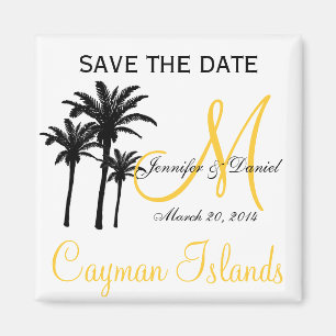 Destination Wedding Monogram Save the Date Magnets