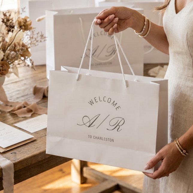 Destination Wedding Monogram White Welcome Bag (Creator Uploaded)