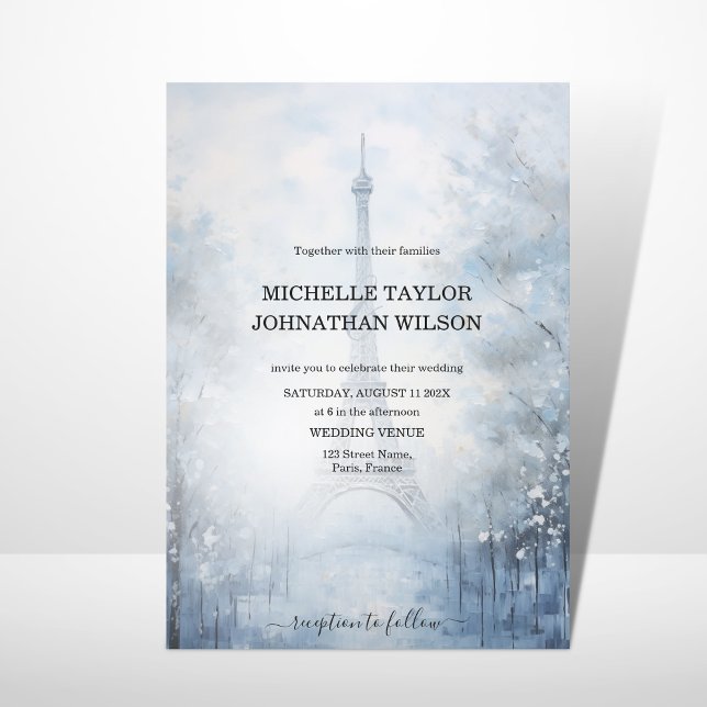 Destination Wedding Paris Eiffel Tower Winter Invitation (Creator Uploaded)