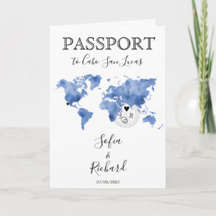 Destination Wedding Passport Blue World Map Mexico Invitation