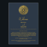Destination Wedding Passport Compass Itinerary Program<br><div class="desc">A navy blue destination wedding passport design with gold compass and travel elements. This design is ideal for all Spring, Summer, Fall and Winter destination weddings. An elegant navy blue and gold wedding travel design with a passport layout. A modern destination wedding Itinerary program design with elegant elements. Matching wedding...</div>