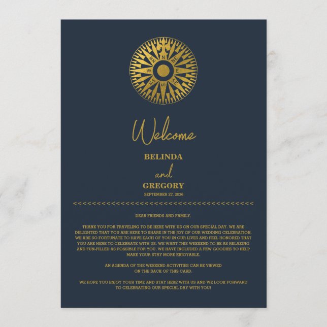 Destination Wedding Passport Compass Itinerary Program (Front)