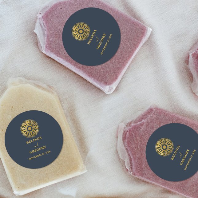 Destination Wedding Passport Compass Wedding Favou Classic Round Sticker (Destination Wedding Passport Compass Wedding Favor Classic Round Sticker)