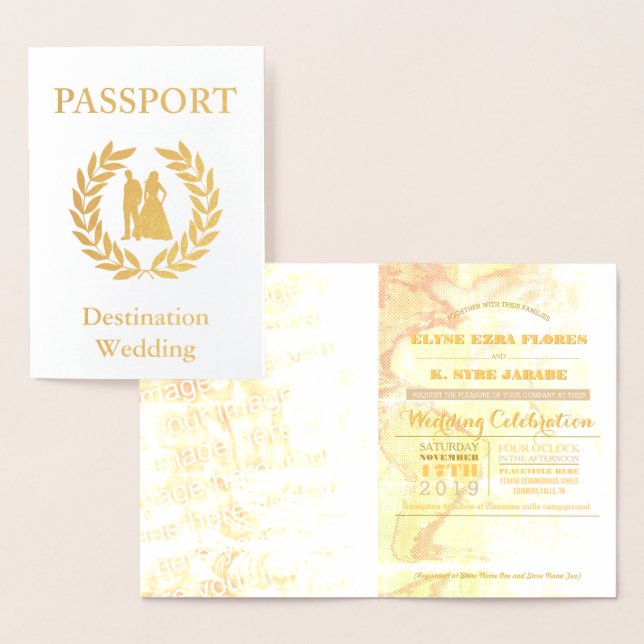 destination wedding passport foil card (Display)