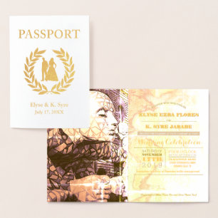 destination wedding passport gold foil card