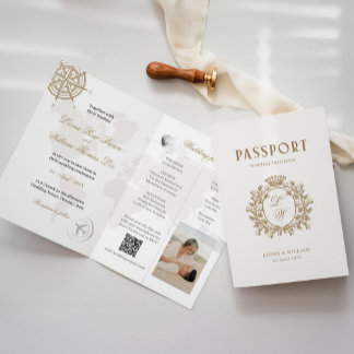 Destination Wedding Passport Invitation Card