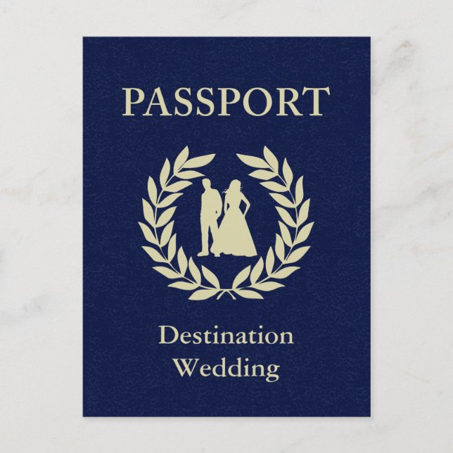 destination wedding passport invitation postcard (Front)