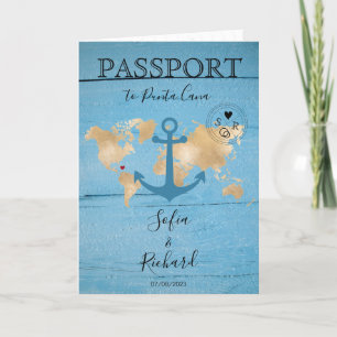Destination Wedding Passport World Map Anchor  Invitation